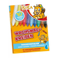 Акварельные восковые мелки BIBA с пластиковым корпусом, водорастворимый, 10 цветов